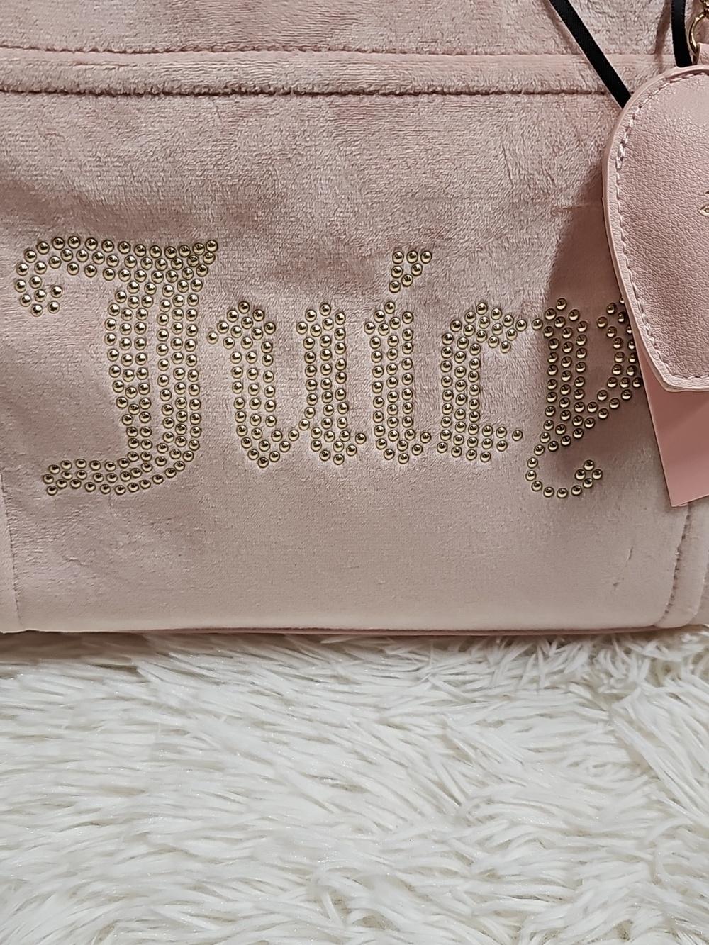 Juicy Couture Pink Mini Velour Logo Tote Crossbody Shoulder Hand Bag - Picture 3 of 14
